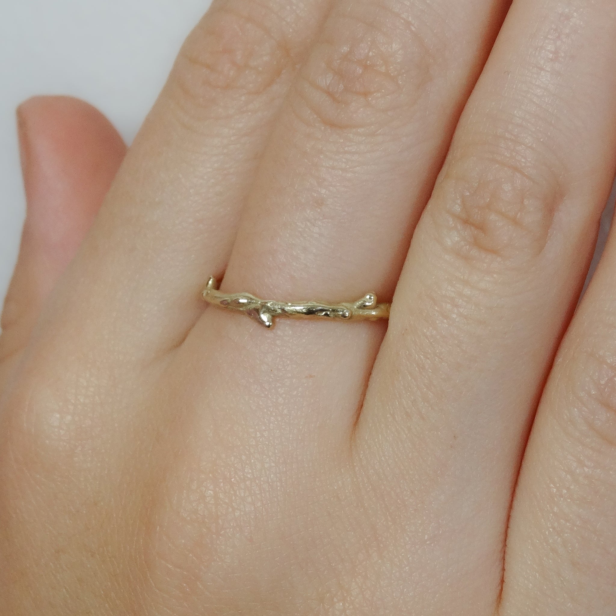 Bramble Straight Ring Band Cast in 9ct Yellow Gold